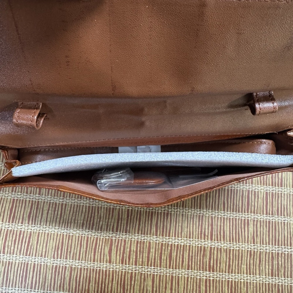 New VTG Brown Eel Skin Organizer Wallet To Crossbody Mini Purse Lee Sands 8.5 X5 - Picture 4 of 8